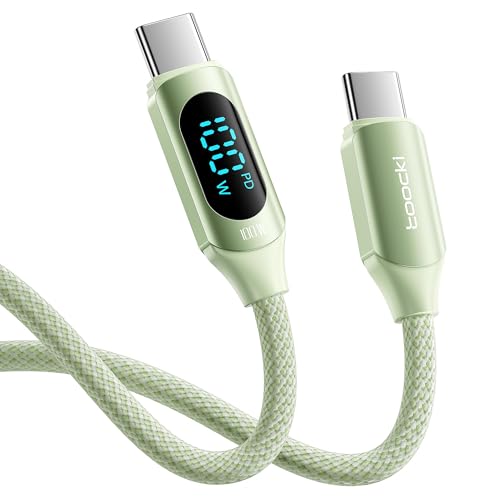 toocki 100W USB C auf USB C Kabel,1M [2 Stück] 5A Schnellladekabel Ladekabel PD QC5.0 with LED Display（Grün） von toocki