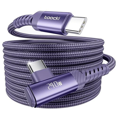toocki 240W USB C Kabel 3M 90 Grad Winkel PD 3.1 Schnellladekabel,Nylon Ladekabel USBC Ladegerät für iPhone 16 15 Pro Max Samsung Galaxy S25 S24 Pixel 9 iPad Pro MacBook Air Switch usw（Lila） von toocki