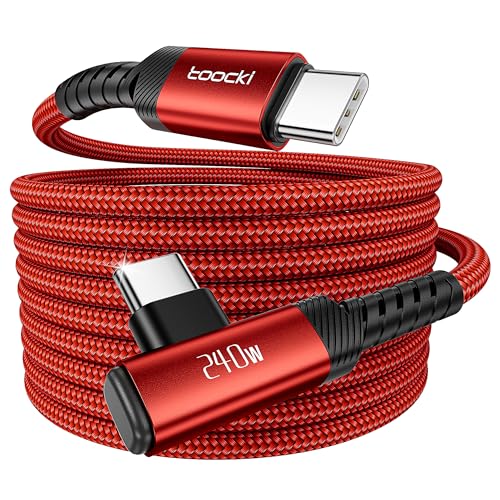 toocki 240W USB C Kabel 3M 90 Grad Winkel PD 3.1 Schnellladekabel,Nylon Ladekabel USBC Ladegerät für iPhone 16 15 Pro Max Samsung Galaxy S25 S24 Pixel 9 iPad Pro MacBook Air Switch usw（Rot） von toocki