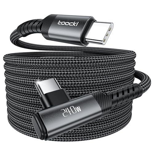 toocki 240W USB C Kabel 3M 90 Grad Winkel PD 3.1 Schnellladekabel,Nylon Ladekabel USBC Ladegerät für iPhone 16 15 Pro Max Samsung Galaxy S25 S24 Pixel 9 iPad Pro MacBook Air Switch usw（Schwarz） von toocki