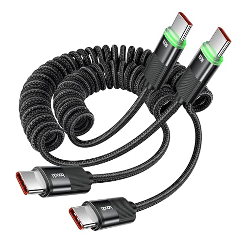 toocki Spiralkabel USB C auf USB-C,【1.2M 2Stück】 100W Coiled Cable USBC mit LED, Ladekabel USBC Kabel für Android Auto MacBook iPhone 16 Series,Galaxy S24 Ultra S23, Xiaomi,Handys,tablet,laptop toocki Spiralkabel USB C auf USB-C,【1.2M 2Stück】 100W Coiled Cable USBC mit LED, Ladekabel USBC Kabel für Android Auto MacBook iPhone 16 Series,Galaxy S24 Ultra S23, Xiaomi,Handys,tablet,laptop von toocki