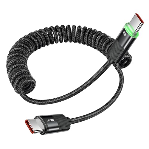 toocki Spiralkabel USB C auf USB C,1.8M 100W Coiled Ladekabel mit LED, Schnellladekabel für Android Auto MacBook iPhone 17 Series,Galaxy S24 Ultra S23 FE S22 S21, Xiaomi,Handys,tablet,laptop toocki Spiralkabel USB C auf USB C,1.8M 100W Coiled Ladekabel mit LED, Schnellladekabel für Android Auto MacBook iPhone 17 Series,Galaxy S24 Ultra S23 FE S22 S21, Xiaomi,Handys,tablet,laptop von toocki