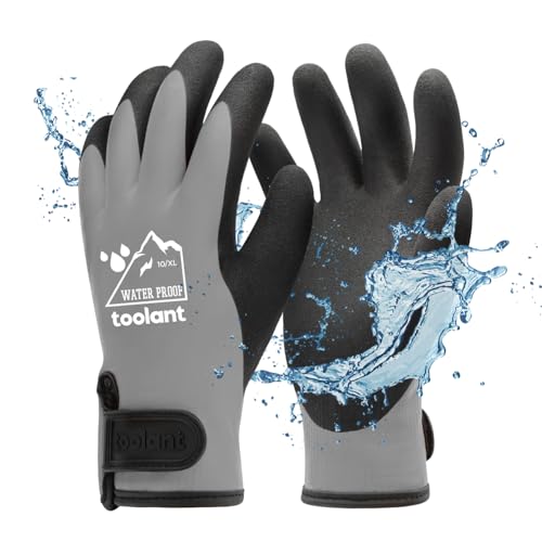 toolant 100% Waaserdichte Arbeitshandschuhe für Herren und Damen, Arbeitshandschuhe Winter für kaltes Wetter, Touchscreen, Warme Thermohandschuhe (Grau, X-Large (Packung von 1)) von toolant