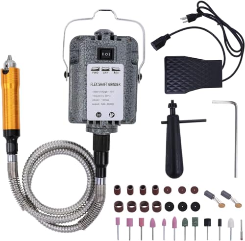 1000W 30000 U/min Elektrisches Flexwellen-Drehwerkzeug mit Fußpedalsteuerung, Flexwellen-Hängeschleifer zum Schnitzen, Multifunktions-Kit für DIY-Handwerksarbeiten wie Schnitzen und Polieren von toolco