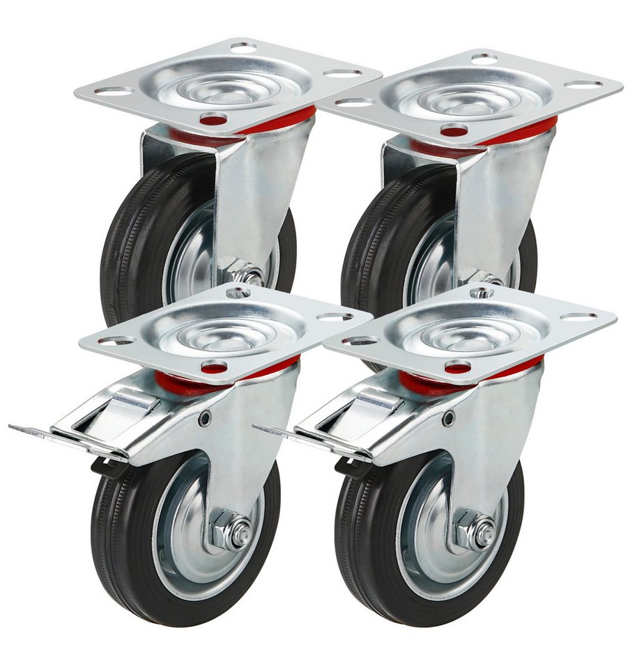 toolmate® Schwerlastrolle Schwerlastrolle 4er Transportrollen Rollen Möbelrollen, (4er Set, 4-St), 4 Stück, zwei davon mit Bremsen von toolmate®