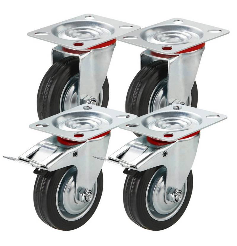 toolmate® Schwerlastrolle Schwerlastrolle 4er Transportrollen Rollen Möbelrollen, (4er Set, 4-St), 4 Stück, zwei davon mit Bremsen von toolmate®