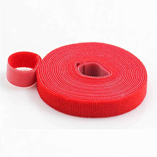 2 cm x 3 m Kabelbinder, selbstklebend, Klettband, Einband-Kabelwickel für DIY Schließen und Kabel-Organizer (rot) von tooloflife