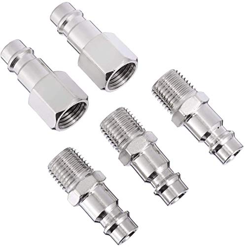 2 tlg Druckluft Schnellkupplung 1/4”Stecknippel Kupplungsstecker Sortiment Werkzeug Druckluft Adapter Kupplung Set (Packung mit 2) von tooloflife