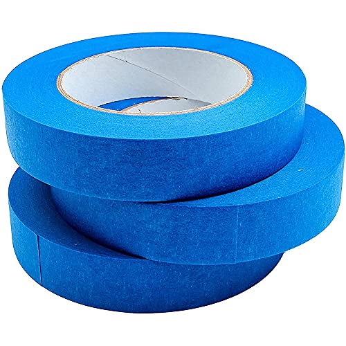 3 Rollen Abdeckband, 20 m Länge, 18 mm Breite, strukturiertes Papierband, beschreibbares Malerband, Klebeband zum Malen, Basteln, Dekoration (blau) von tooloflife