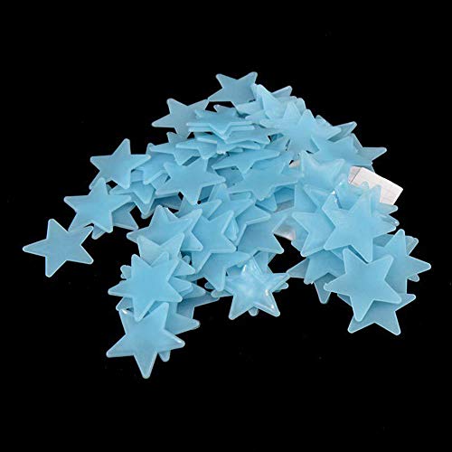 80 Stück leuchtende Sterne Aufkleber Leuchtpunkte Sterne DIY Glow Highter Wandaufkleber für Decke Wand Schlafzimmer Wohnzimmer Blau von tooloflife