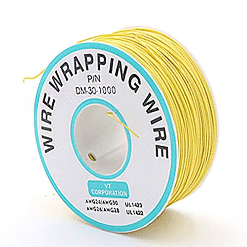 Gelb 250M Farbige Isolierung Kabel Test Wrapping Kabel Verzinnt Kupfer Solide Kabel 30AWG 0,25mm für Laptop Elektronische Test Wrapping Draht von tooloflife