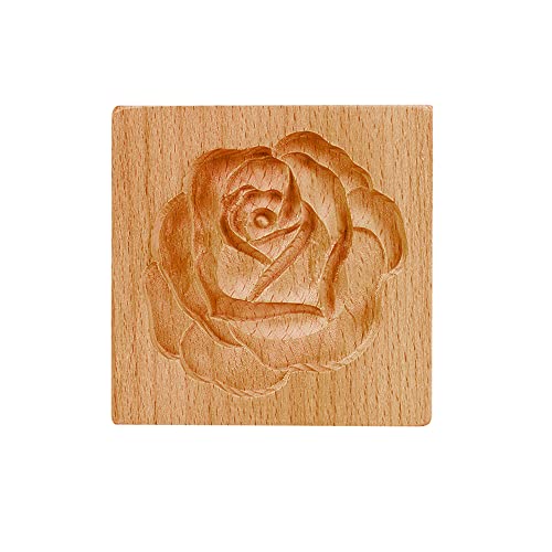 Rose Cookie Stempel Ausstechform, 6 Arten Prägeform Handwerk Dekorieren Backwerkzeug, Tannenzapfen Keksstempel Holz Backform Rosen Blume Kuchen Form DIY Backen Dekoration Werkzeug Keksform von tooloflife