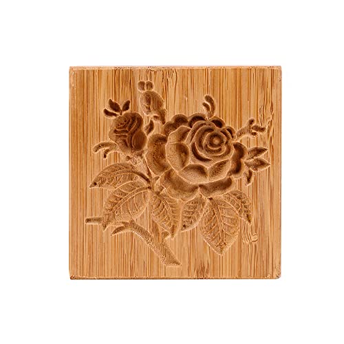 Rose Cookie Stempel Ausstechform, 6 Arten Prägeform Handwerk Dekorieren Backwerkzeug, Tannenzapfen Keksstempel Holz Backform Rosen Blume Kuchen Form DIY Backen Dekoration Werkzeug Keksform von tooloflife