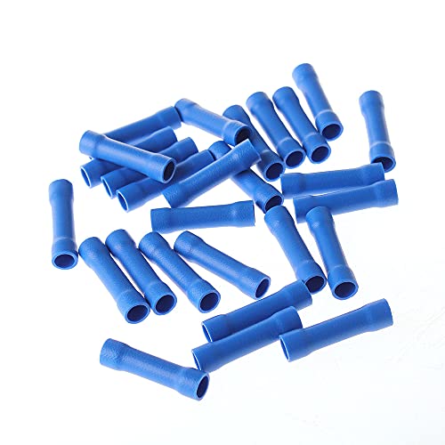 Stoßverbinder, 50 Stück, gerader Draht, vollisoliert, Stoßverbinder, elektrische Stoßverbinder, Auto-Kabel, Crimpanschlüsse, blau von tooloflife