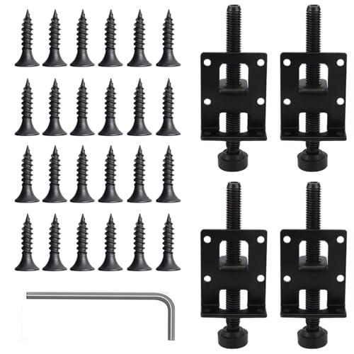 tooloflife 4 Stück Möbel-Nivellierfüße, schwarz, verstellbar, M10, Hebe-Schrankbein-Nivellierer mit Befestigungsschrauben und Schraubenschlüssel für Werkbank, Tisch, Schrank von tooloflife