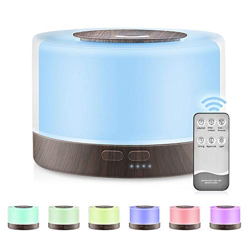 tooloflife 700ml Ätherische Öle Diffusor Ultraschall-Luftbefeuchter Tragbarer Aroma Diffuser mit Bunten Fernbedienung LED, Automatischer Abschaltung Typ D mit EU-Stecker von tooloflife