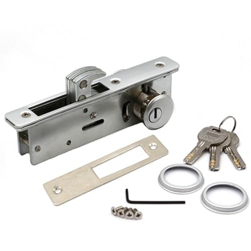 tooloflife Einsteckschloss für Schaufenstertüren, Aluminium Unsichtbares Einsteckschloss mit Schlüssel für 44-46mm Türen (Haken Riegel) von tooloflife