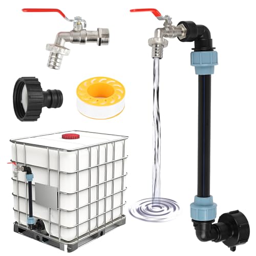 IBC Tank Schwanenhals, Regentonne Auslaufhahn, 3/4 Zoll Auslaufhahn, IBC Container S60 x 6 3/4 Zoll Wasserhähne, Adapter, Tankzubehör (roter Griff) von tooltitan
