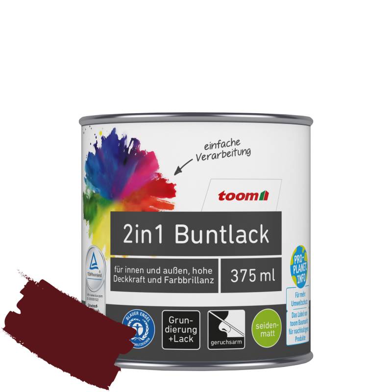 toom 2in1 Buntlack 'Abendrot' purpurrot seidenmatt 375 ml von toom