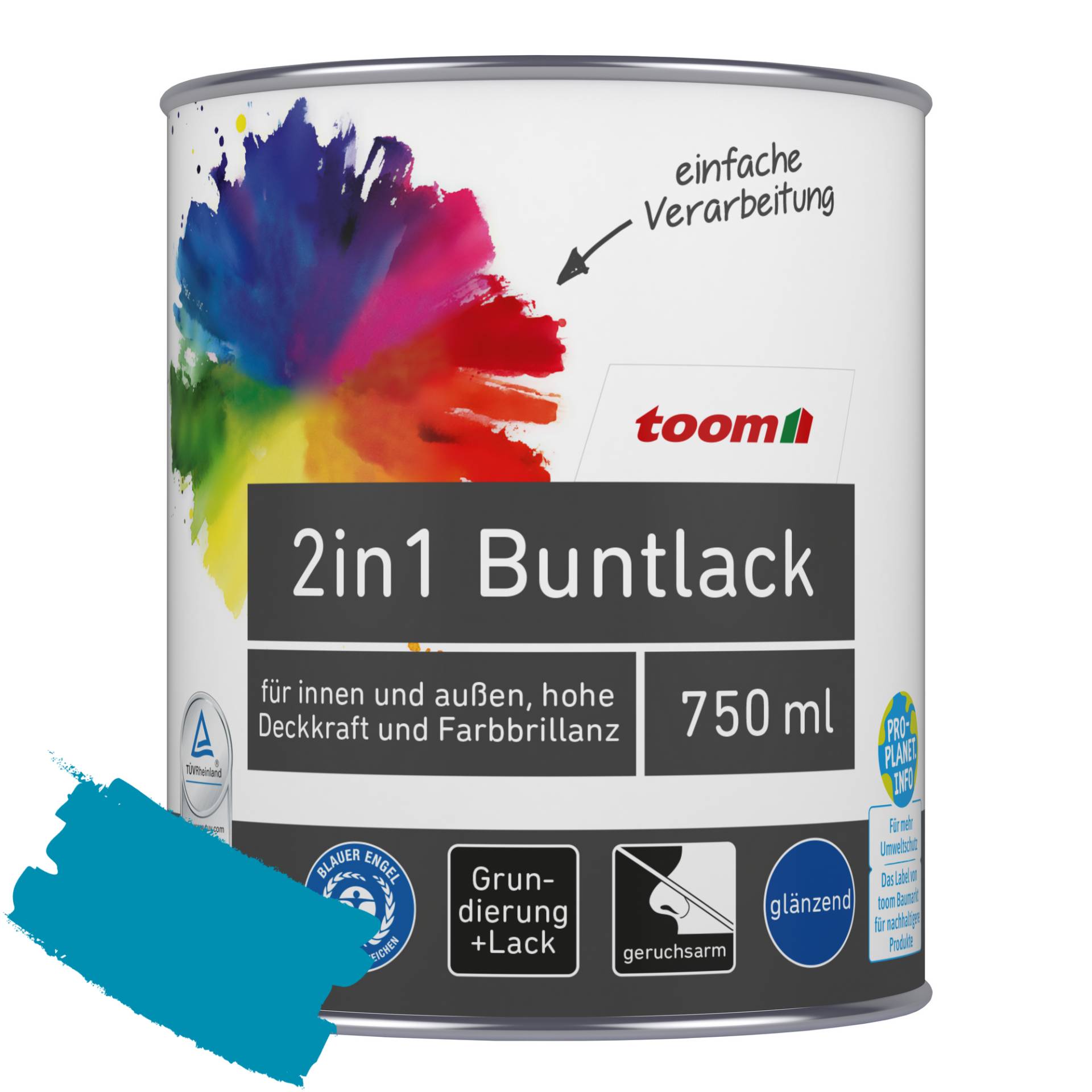 toom 2in1 Buntlack 'Aquamarine' lichtblau glänzend 750 ml von toom