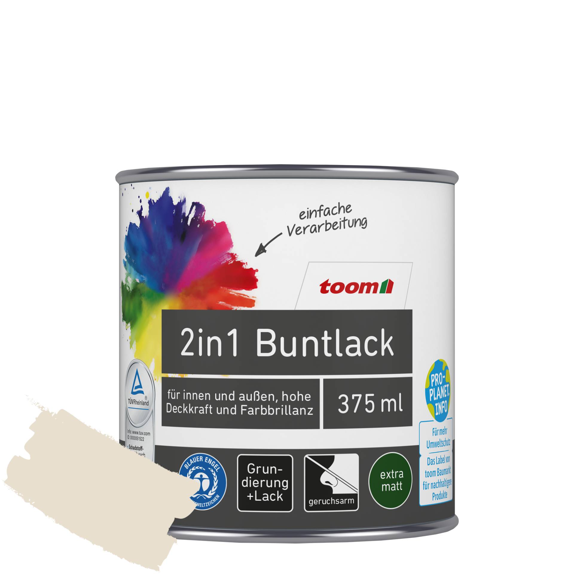 toom 2in1 Buntlack 'Bergkristall' cremeweiß matt 375 ml toom 2in1 Buntlack 'Bergkristall' cremeweiß matt 375 ml von toom