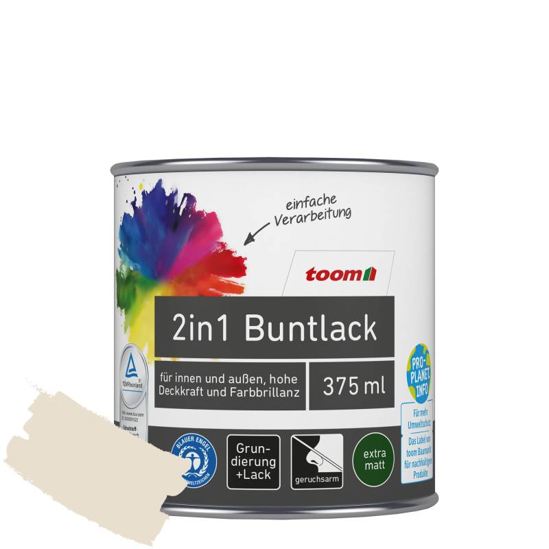 toom 2in1 Buntlack 'Bergkristall' cremeweiß matt 375 ml von toom