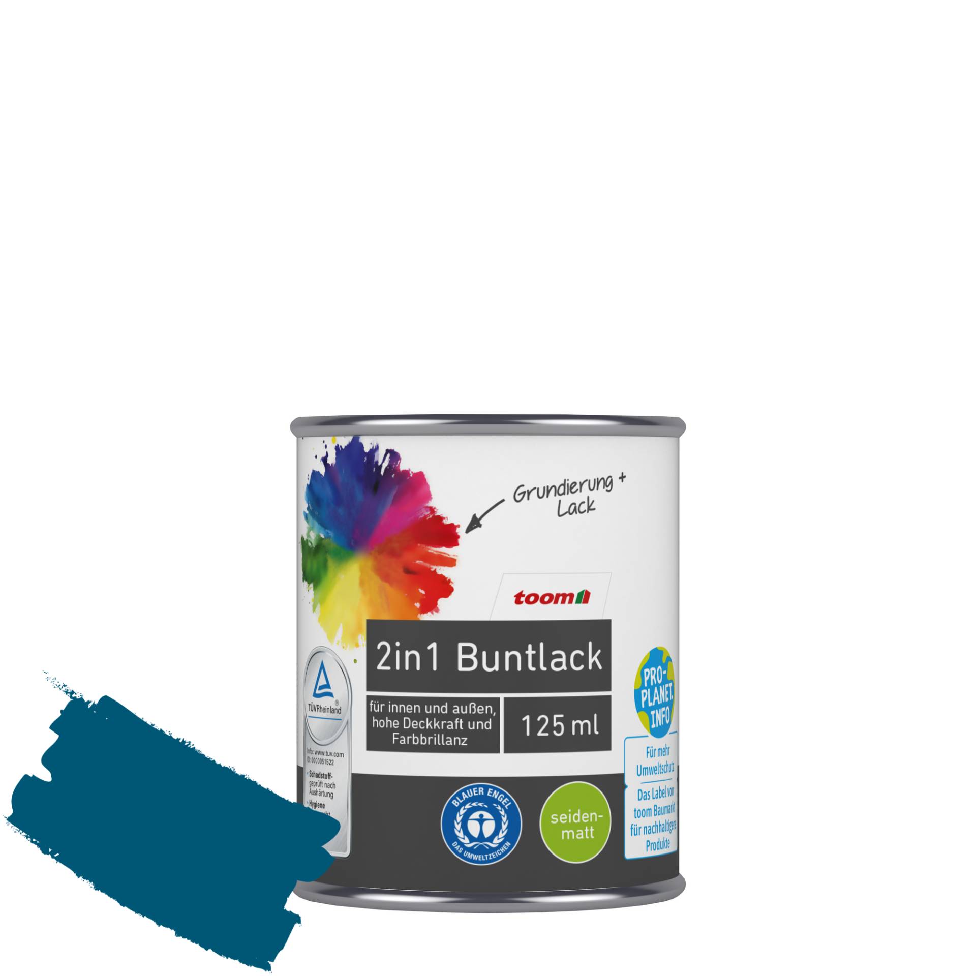 toom 2in1 Buntlack 'Blaupause' enzianblau seidenmatt 125 ml toom 2in1 Buntlack 'Blaupause' enzianblau seidenmatt 125 ml von toom