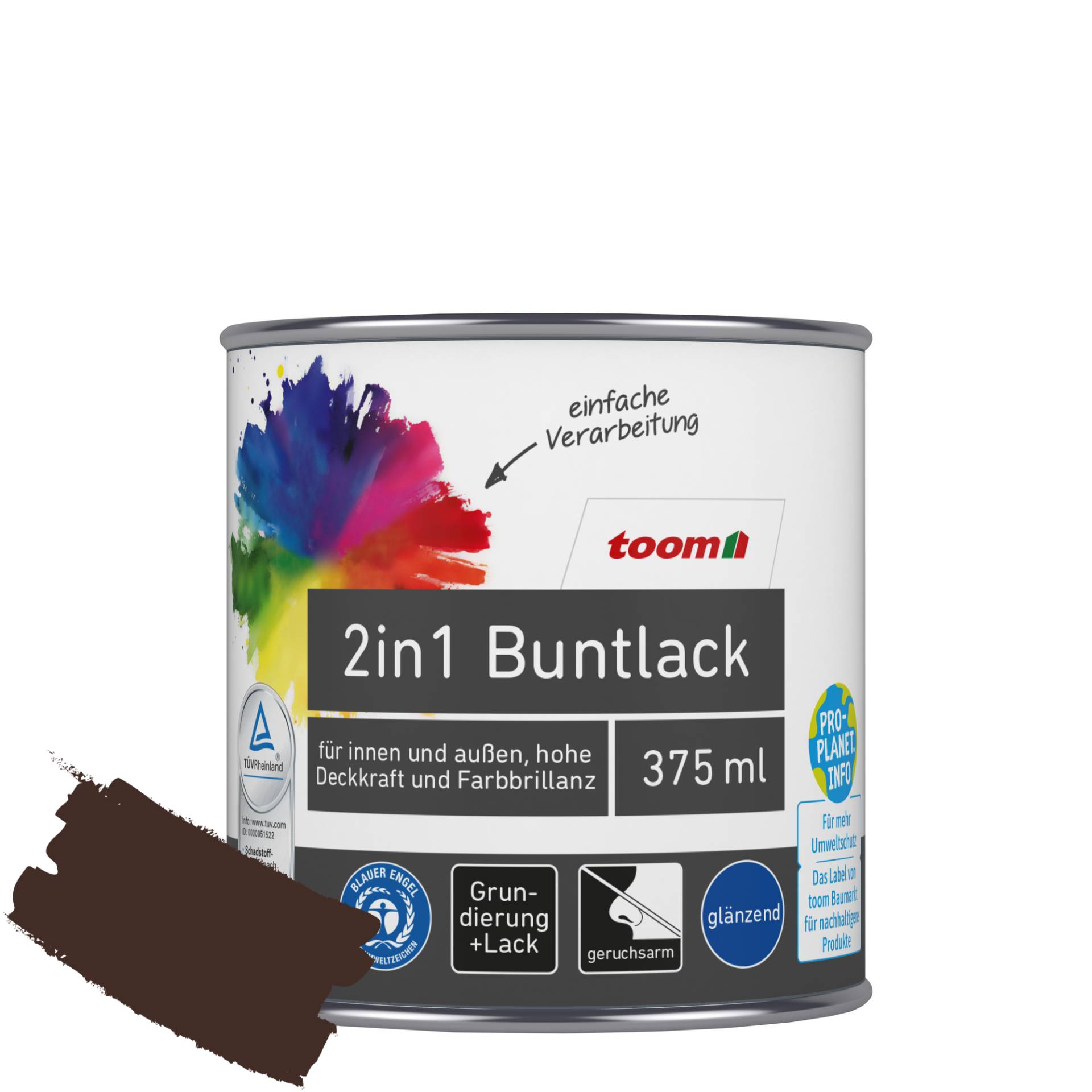 toom 2in1 Buntlack 'Edelbraun' schokobraun glänzend 375 ml toom 2in1 Buntlack 'Edelbraun' schokobraun glänzend 375 ml von toom