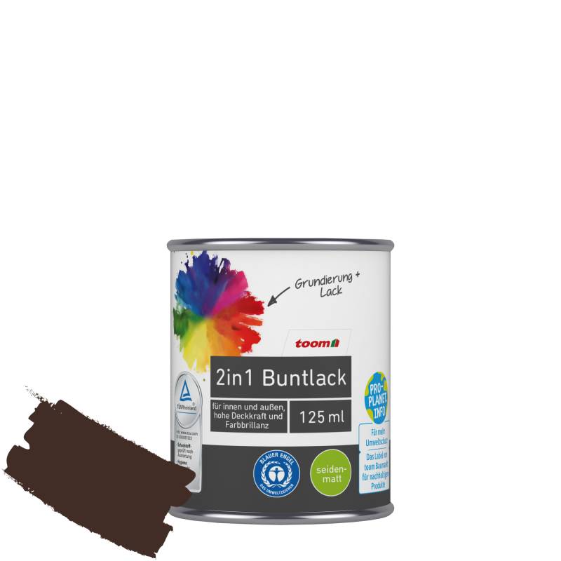 toom 2in1 Buntlack 'Edelbraun' schokobraun seidenmatt 125 ml von toom