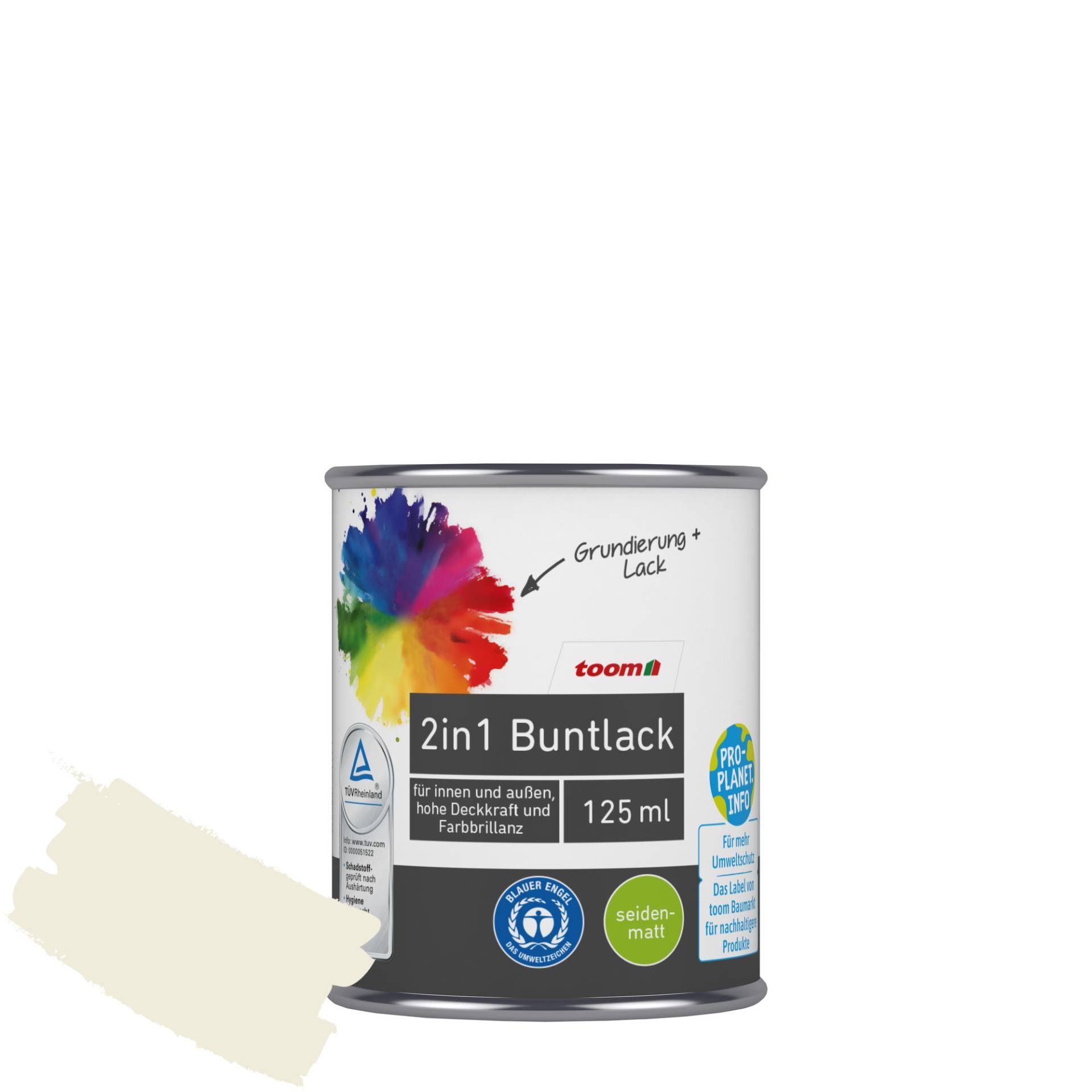 toom 2in1 Buntlack 'Eisblume' reinweiß seidenmatt 125 ml toom 2in1 Buntlack 'Eisblume' reinweiß seidenmatt 125 ml von toom