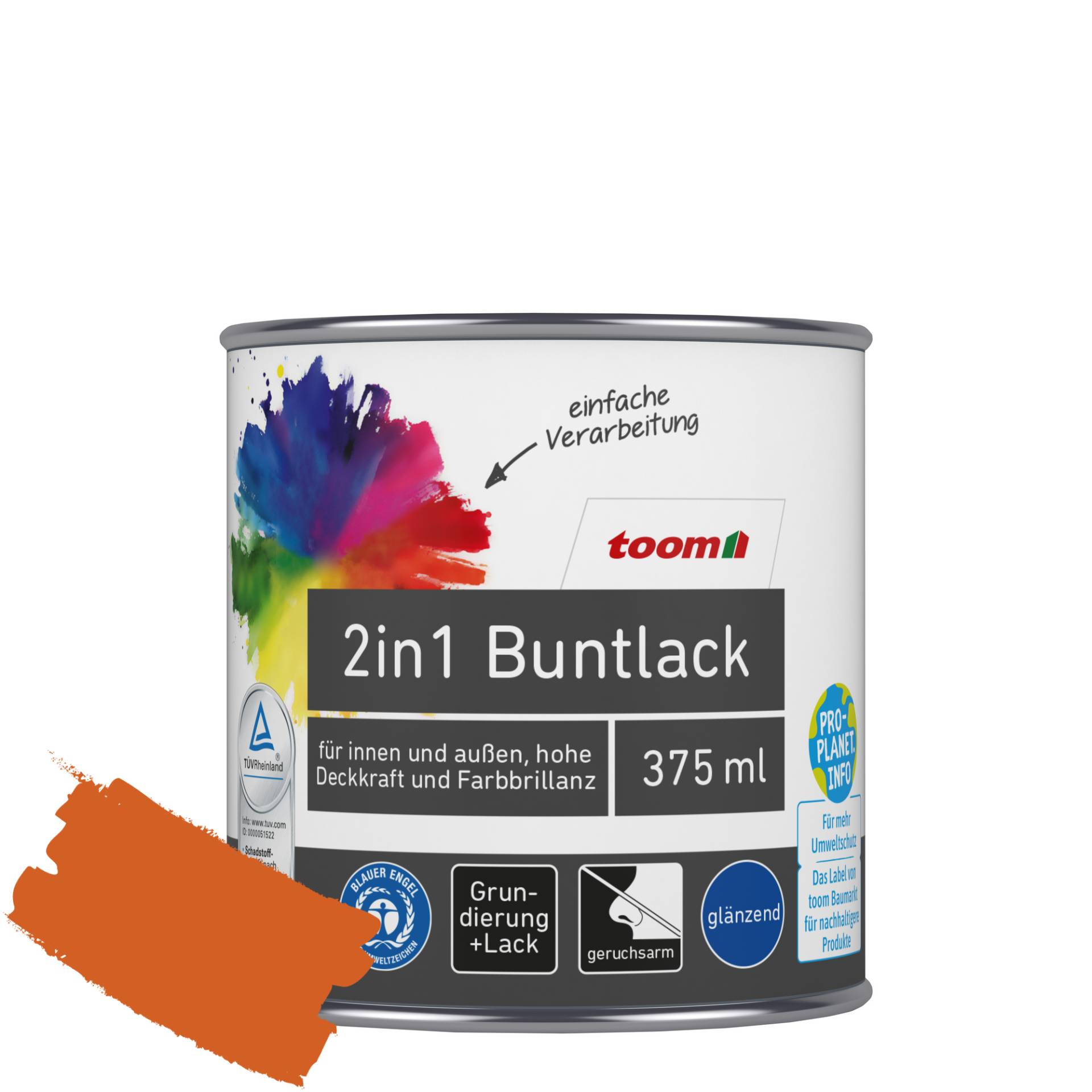 toom 2in1 Buntlack 'Feuerglut' orange glänzend 375 ml toom 2in1 Buntlack 'Feuerglut' orange glänzend 375 ml von toom