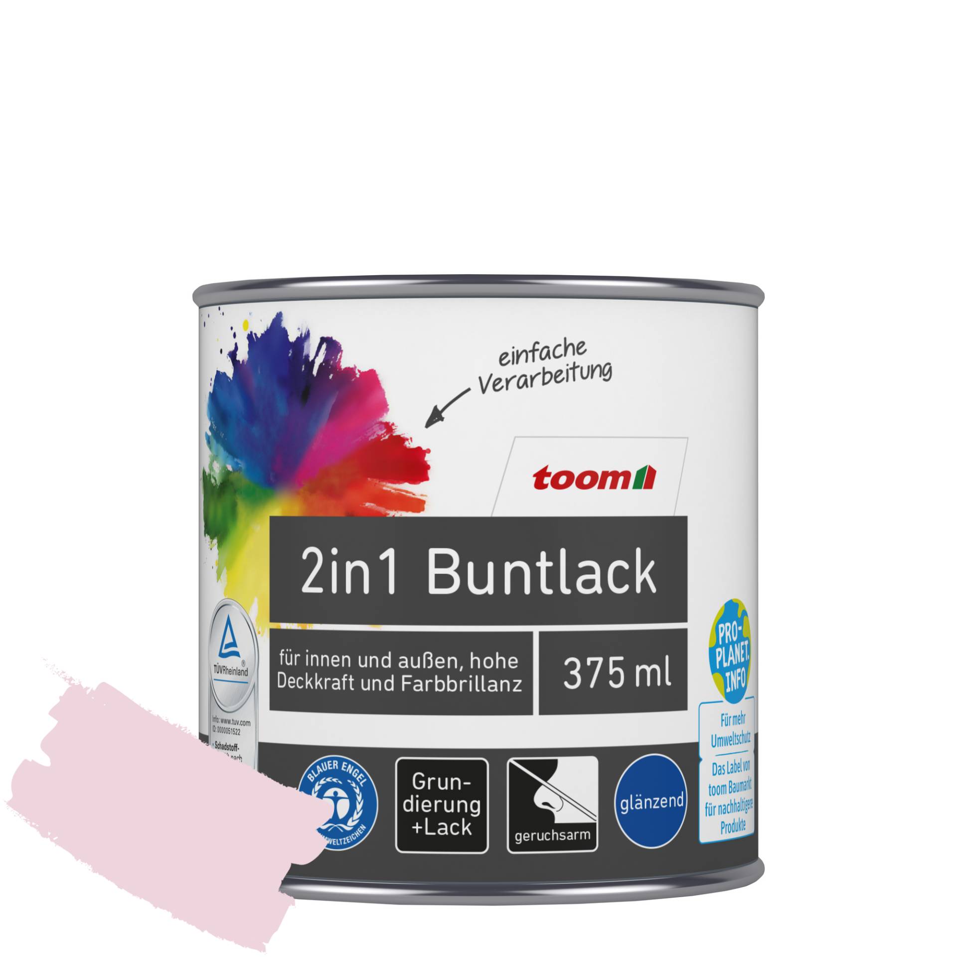 toom 2in1 Buntlack 'Flamingo' rosa glänzend 375 ml von toom