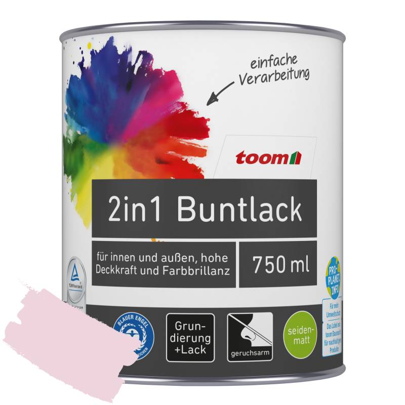 toom 2in1 Buntlack 'Flamingo' rosa seidenmatt 750 ml toom 2in1 Buntlack 'Flamingo' rosa seidenmatt 750 ml von toom