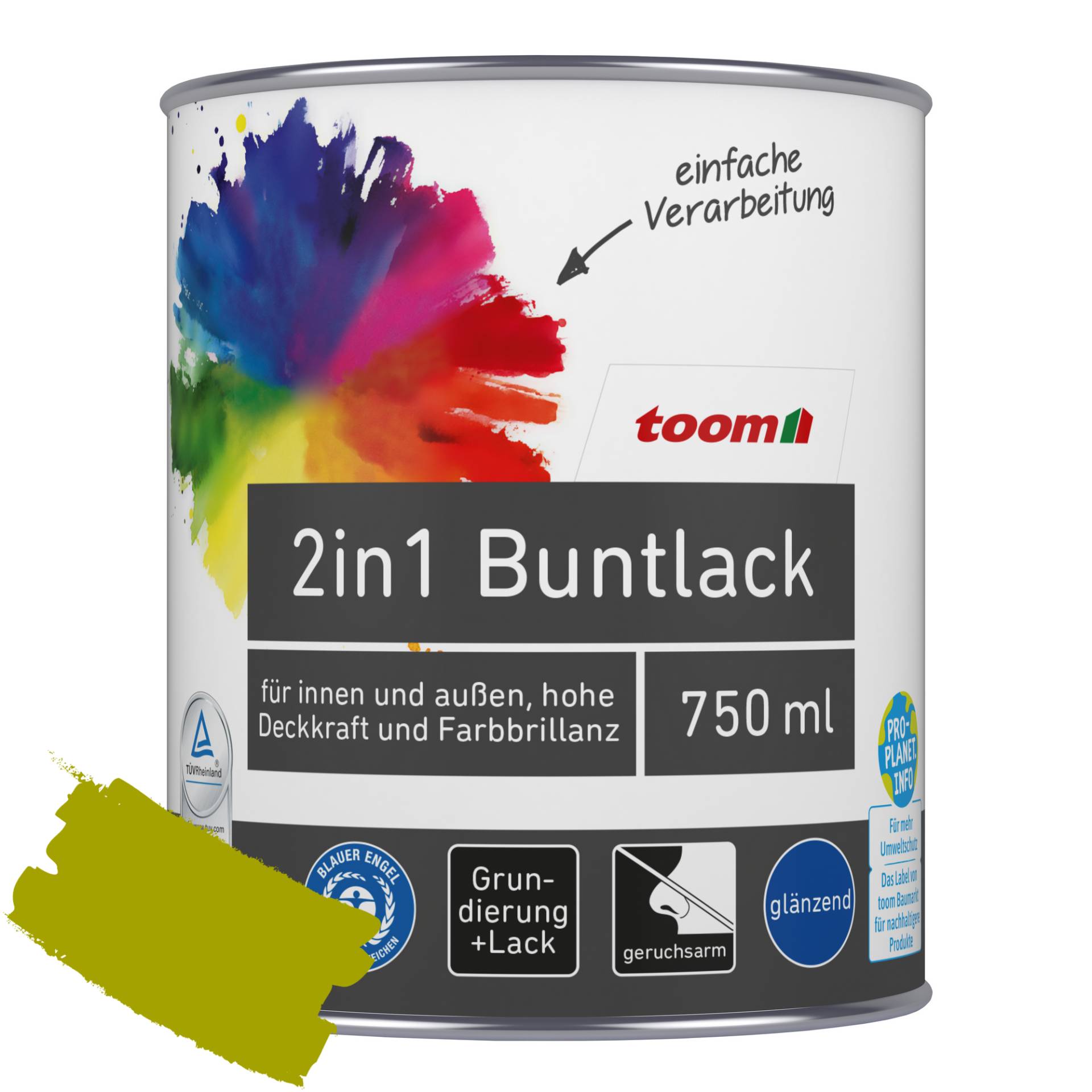 toom 2in1 Buntlack 'Frühlingswiese' limettengrün glänzend 750 ml toom 2in1 Buntlack 'Frühlingswiese' limettengrün glänzend 750 ml von toom