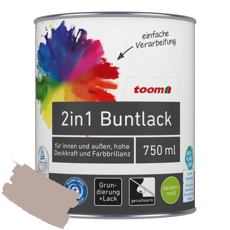 toom 2in1 Buntlack 'Kieselsand' taupe seidenmatt 750 ml toom 2in1 Buntlack 'Kieselsand' taupe seidenmatt 750 ml von toom
