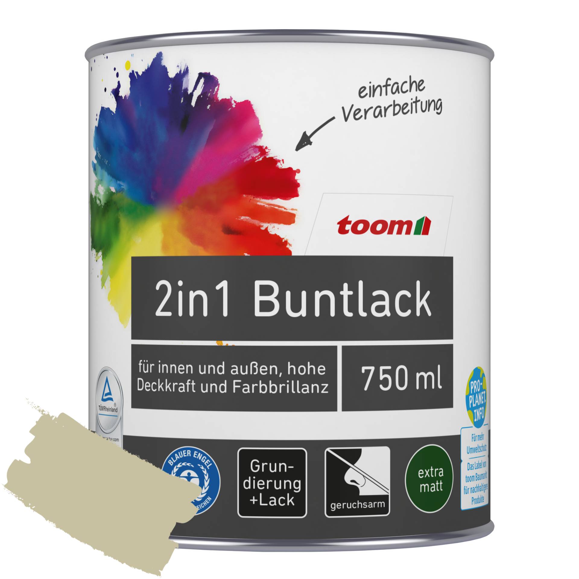 toom 2in1 Buntlack 'Salbeiduft' zartgrün matt 750 ml von toom