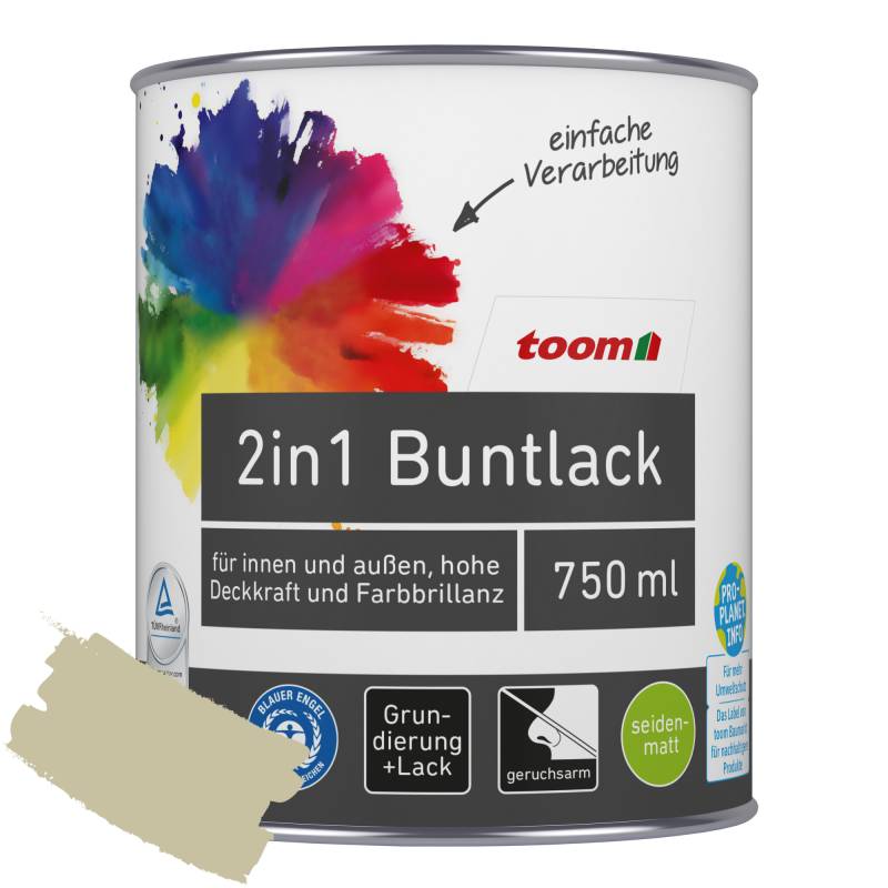 toom 2in1 Buntlack 'Salbeiduft' zartgrün seidenmatt 750 ml von toom