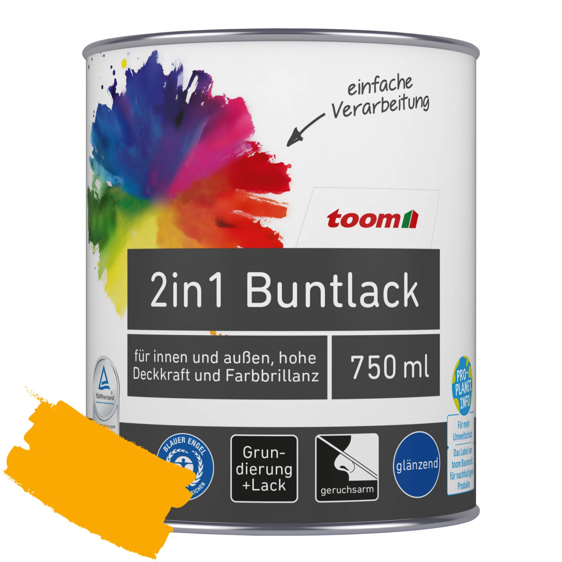toom 2in1 Buntlack 'Sonnenblume' orangegelb glänzend 750 ml toom 2in1 Buntlack 'Sonnenblume' orangegelb glänzend 750 ml von toom