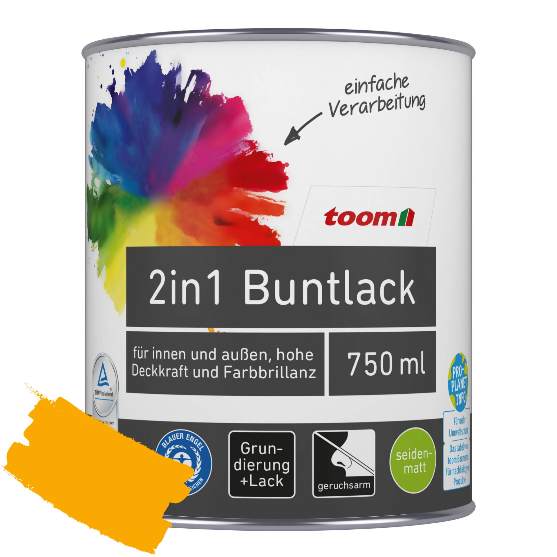 toom 2in1 Buntlack 'Sonnenblume' orangegelb seidenmatt 750 ml toom 2in1 Buntlack 'Sonnenblume' orangegelb seidenmatt 750 ml von toom