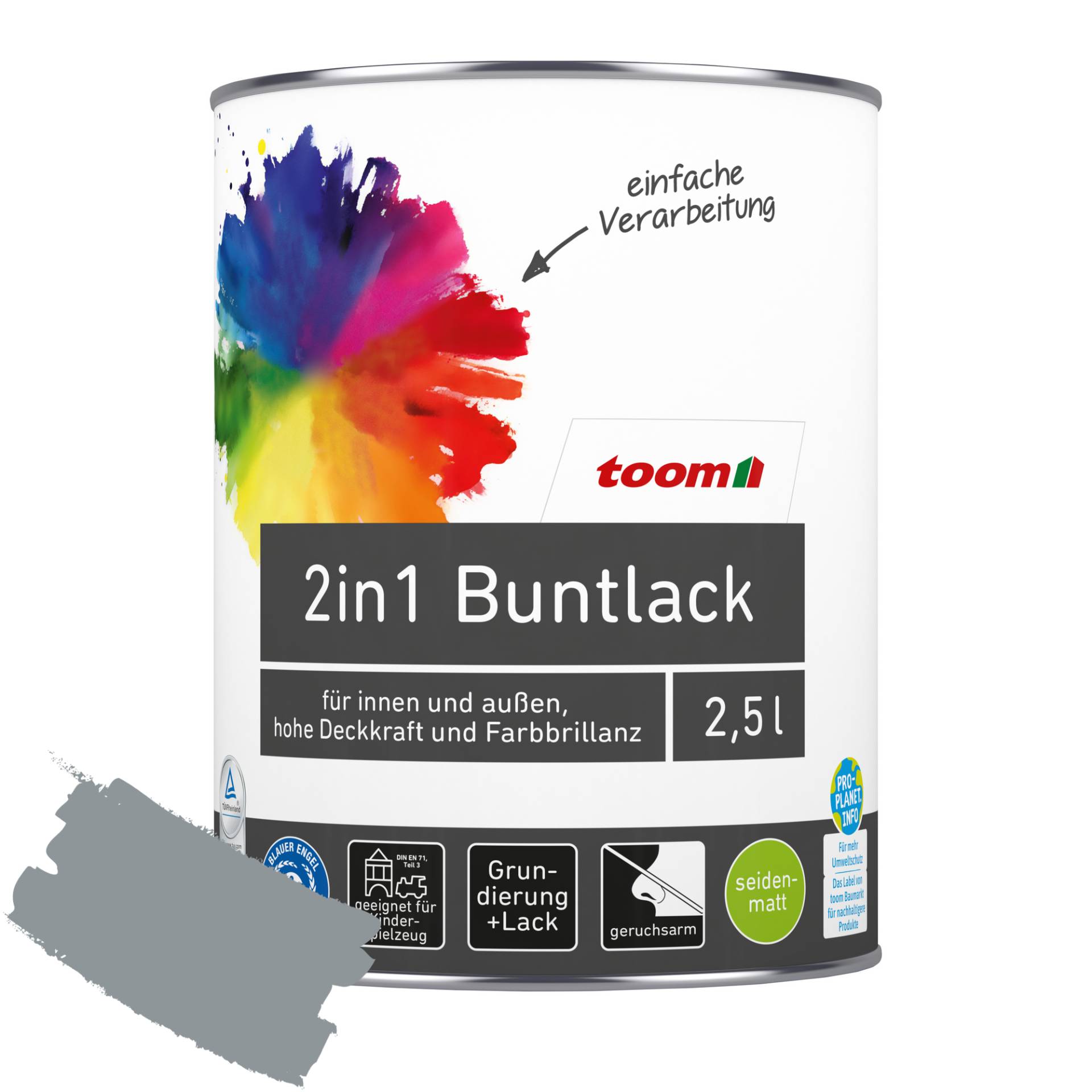 toom 2in1 Buntlack 'Stadtgeflüster' silbergrau seidenmatt 2,5 l toom 2in1 Buntlack 'Stadtgeflüster' silbergrau seidenmatt 2,5 l von toom