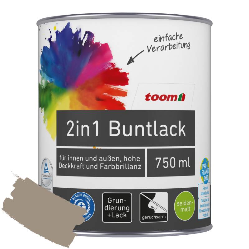 toom 2in1 Buntlack 'Treibholz' hellbraun seidenmatt 750 ml von toom