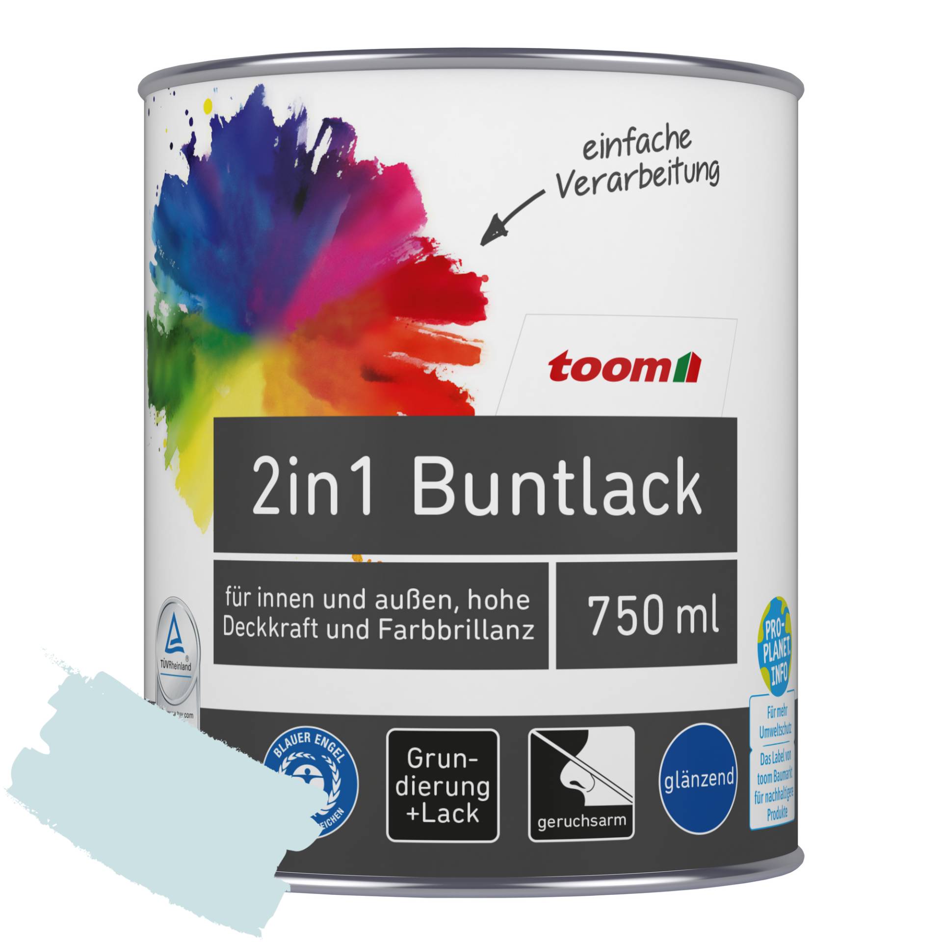 toom 2in1 Buntlack 'Atempause' hellblau glänzend 750 ml von toom