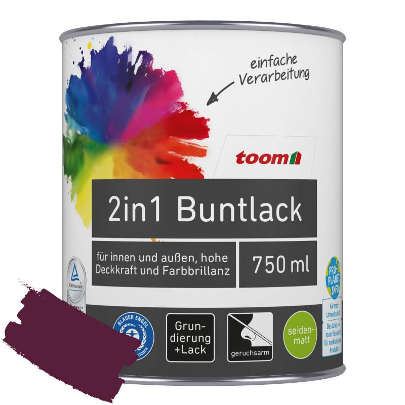 toom 2in1 Buntlack merlotfarben seidenmatt 750 ml toom 2in1 Buntlack merlotfarben seidenmatt 750 ml von toom