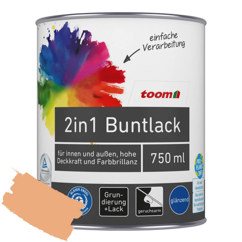toom 2in1 Buntlack papayafarben glänzend 750 ml toom 2in1 Buntlack papayafarben glänzend 750 ml von toom