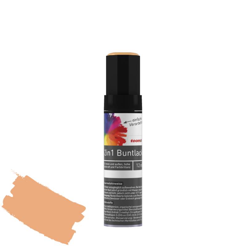 toom 2in1 Buntlackstift papayafarben glänzend 12 ml von toom