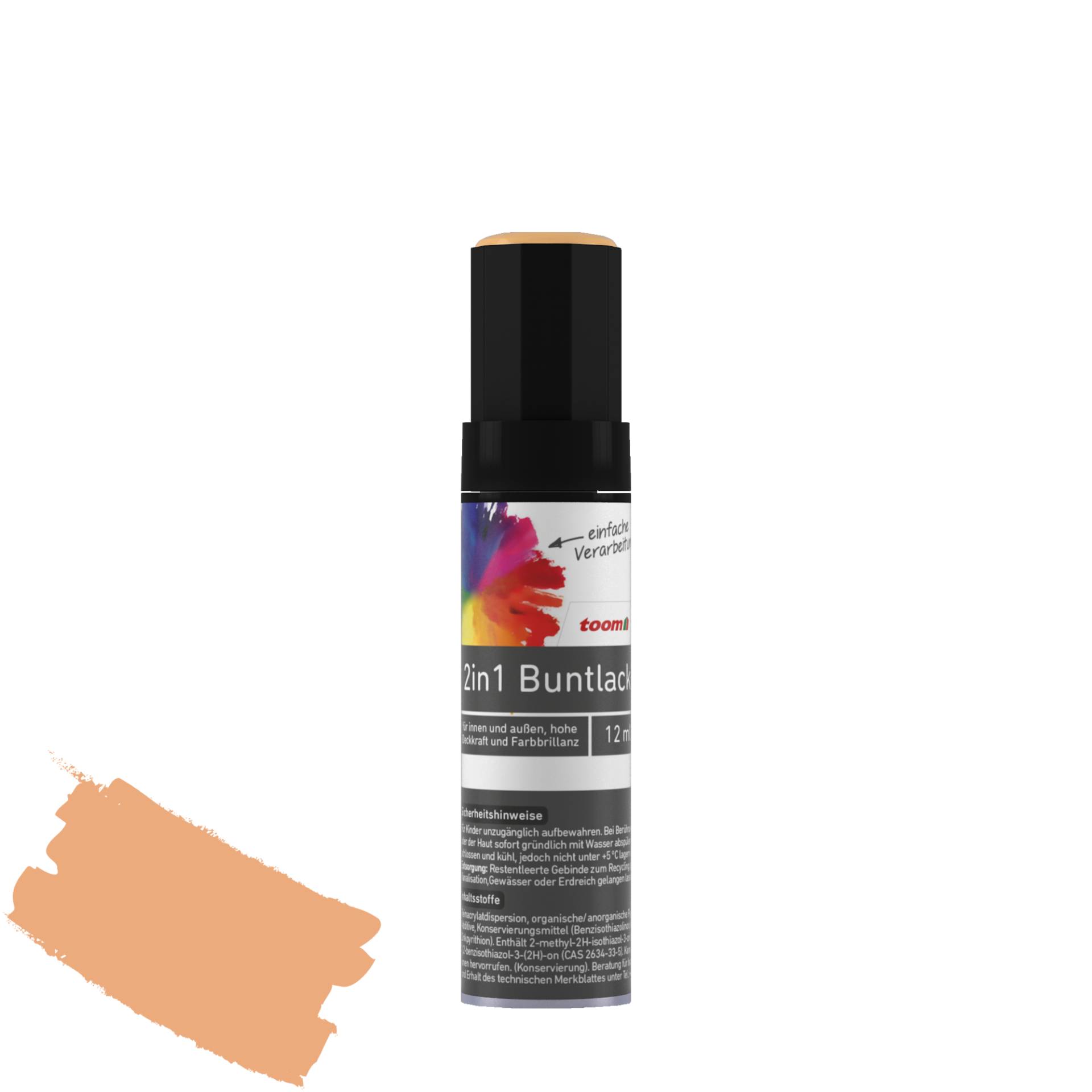 toom 2in1 Buntlackstift papayafarben seidenmatt 12 ml von toom