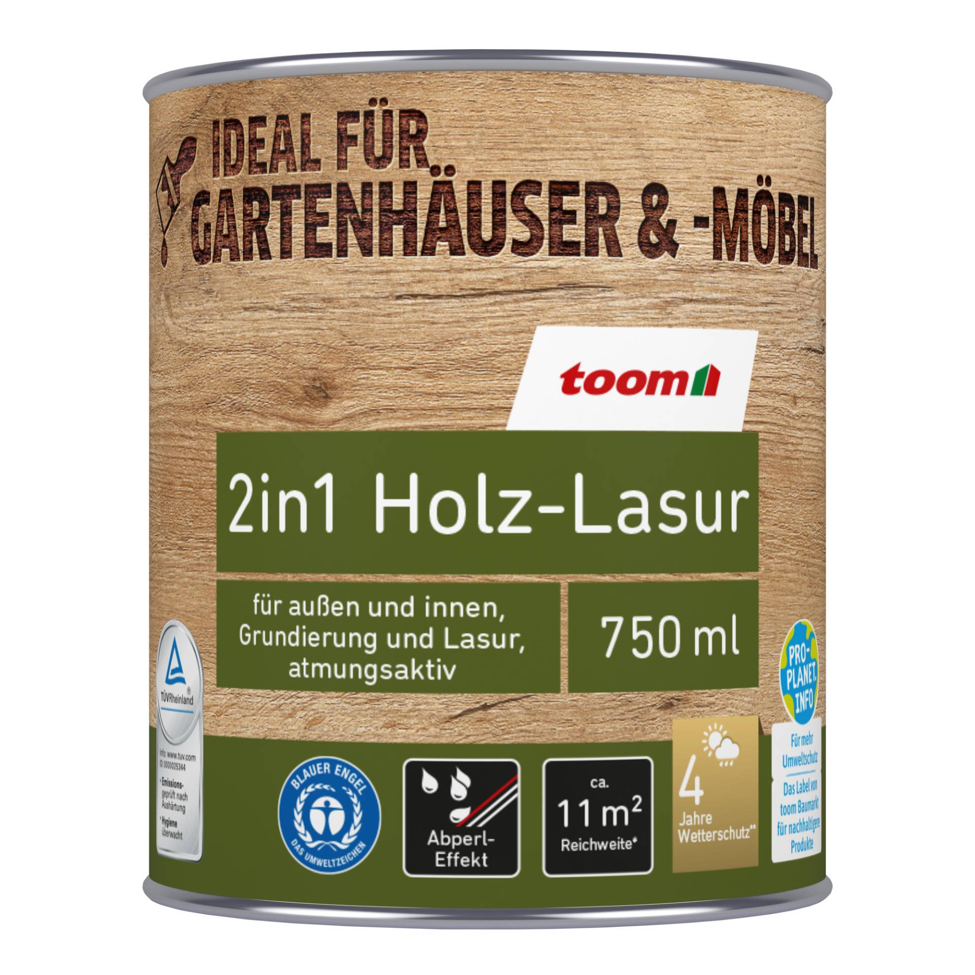 toom 2in1 Holzlasur palisanderfarben 750 ml von toom