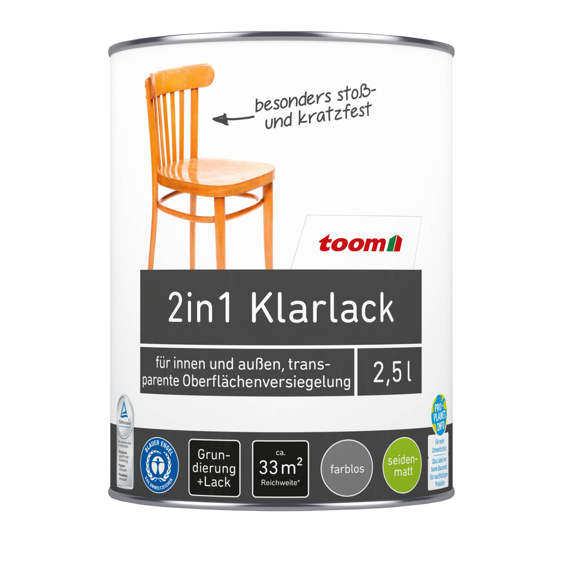 toom 2in1 Klarlack transparent seidenmatt 2,5 l toom 2in1 Klarlack transparent seidenmatt 2,5 l von toom