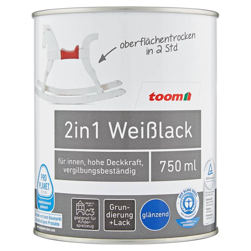 toom 2in1 Weißlack glänzend 750 ml von toom