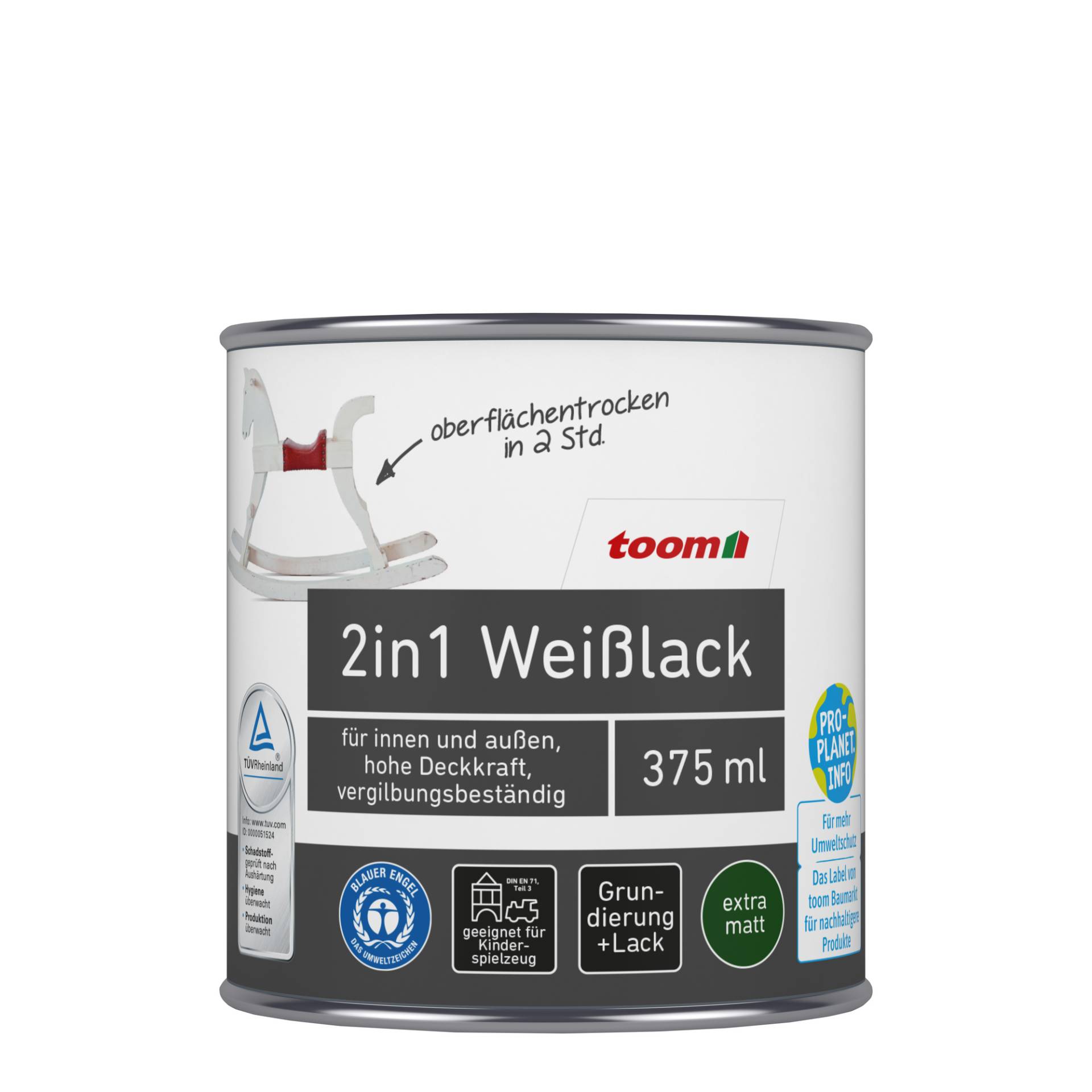 toom 2in1 Weißlack matt 375 ml von toom